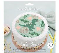 ScrapCooking - Disque de Pâte à Sucre Dinosaure Ø 18cm - Décoration Gâteau Comestible - Imprimé Dino, Jungle - Déco Alimentaire - Anniversaire, Fête - Vert - 7331