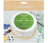 ScrapCooking - Disque de Pâte à Sucre Foot Ø 18 cm - Décoration Gâteau Comestible - Imprimé Terrain de Football - Déco Anniversaire - Vert - 7335