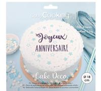 ScrapCooking - Disque de Pâte à Sucre Joyeux Anniversaire Ø 18cm - Décoration Gâteau Comestible - Disque Imprimé Étoiles - Déco Anniversaire Enfant Adulte Garçon Fille - 7332