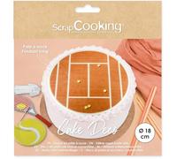 ScrapCooking - Disque de Pâte à Sucre Tennis Ø 18cm - Décoration Gâteau Comestible - Imprimé Terrain de Tennis, Sport - Déco Alimentaire - Anniversaire, Fête - Orange - 7334