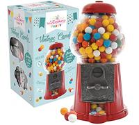 ScrapCooking - Distributeur de Bonbons/de Cacahuètes Vintage Candy - Machine à Chewing Gums Rétro - Bonbonnière Bubble Gums avec Vrai Monnayeur - Verre & Métal - Rouge, Pot