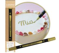 ScrapCooking - Feutre Alimentaire Doré - Encre Comestible pour Dessiner & Écrire - Double Pointe - Pâte à Sucre, Biscuits, Macarons, Chocolats - Stylo Pâtisserie Or - Décoration Noël - 7115