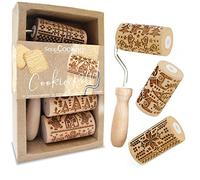 ScrapCooking - Mini rouleaux interchangeables - Bois - Motif Noël - Lot de 3