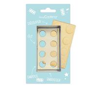 ScrapCooking - Kit Découpoir + Embosseur Bois Brique - Emporte-Pièce en Inox pour Biscuits en Relief - Moule Accessoires Pâtisserie Sablés Gâteau - 2096