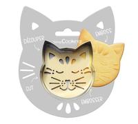 ScrapCooking Kit découpoir et embosseur Chat Bois et inox – Biscuits en relief 2093