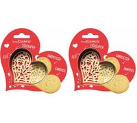 ScrapCooking - Kit Découpoir + Embosseur Bois Cœur - Emporte-Pièce en Inox pour Biscuits en Relief - Moule Accessoires Pâtisseries Sablés - Amour Saint Valentin - 2095 (Lot de 2)