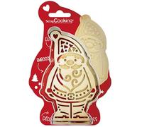 ScrapCooking - Kit Découpoir & Embosseur Bois Père Noël - Emporte-Pièce Noël en Inox pour Biscuits en Relief - Moule Accessoire Pâtisserie Sablés - Idée Cadeau Cuisine Xmas - 2079