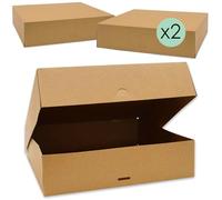 ScrapCooking - Lot de 2 Boites à Gâteaux - Carton Kraft Alimentaire - 32 x 32 x 8 cm - Transport Pâtisseries Desserts Tartes Pizzas - Fabriqué en France - 5501