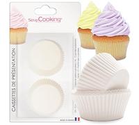 ScrapCooking - Lot de 36 Caissettes à Cupcakes & Muffins Blanches - Décorations Étuis Tasses en Papier pour Pâtisseries - Caissettes de Présentation & Cuisson - Coloris Blanc Transparent - 4909
