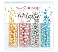 ScrapCooking - Metallic Mix 64g - Décors Comestibles Sucrés Décorations Pâtisseries Gâteaux - Or, Rose, Bleu, Argent - 7518