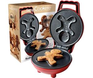 ScrapCooking - Mini Waffle Factory « Gingerbreadman » - Mini Gaufrier Bonhomme Pain d’Epices - Plaque Anti-Adhérente - Machine à Gaufres Rond Noël Appareil Cadeau Pâtisserie - Avec Recette - 3884