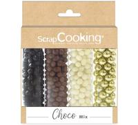 ScrapCooking - Mix Billes Choco & Or - Assortiment 3 Chocolats & Billes Sucrées Dorées - Perles Sprinkles - Décorations Alimentaires Pâtisserie, Gâteaux - Noël, Anniversaires - 7462