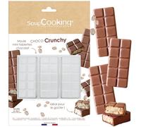 ScrapCooking - Moule 3 Mini Tablettes « Crunchy » - Pour Barres de Céréales Fourrées - Moule Épais Transparent Réutilisable - En Plastique Recyclé - Pâtisserie & Goûter Maison - 6765