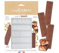 ScrapCooking - Moule 5 Barres « Choco Snack » - Pour Barres Fourrées Chocolat - Moule Épais Transparent Réutilisable - Plastique Recyclé - Pâtisserie & Goûter Maison - 6767