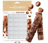 ScrapCooking - Moule 6 Barres « Choco Extra Bon » - Pour Barres Fourrées Chocolat & Crème de Noisette - Moule Épais Transparent Réutilisable - En Plastique Recyclé - Pâtisserie & Goûter Maison - 6766