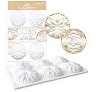 ScrapCooking - Moule 6 Dessus de Tartelettes « Saint-Honoré » - Moules Silicone 3D en Relief - Ø6,5 x 2 cm - Pour Desserts, Gâteaux Anniversaire, Pâtisseries - Avec Recette - Blanc - 2897
