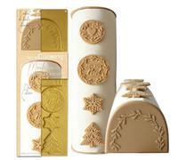 ScrapCooking - Moule Décos & Embouts pour Bûche de Noël - Moule en Silicone - 32 x 11 cm - Sapins, Flocons - Pâtisserie Dessert Noël Réveillon - Doré - 2973