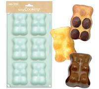 ScrapCooking - Moule Oursons en Silicone XL - 6 Formes pour Oursons Guimauve Chocolat & Gâteaux - Ustensile Souple Pâtisserie - Apte Four & Congélateur - Vert d’Eau - 3000