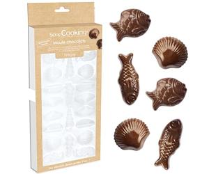 ScrapCooking - Moule Rigide Fritures en Chocolat - Moule Chocolats Friture Pâques 3D - Accessoire Pâtisserie de Qualité Professionnelle - Poissons Coquilllages - Transparent - 6750