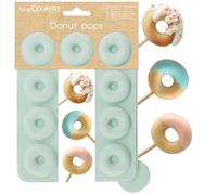 ScrapCooking - Moule Silicone 12 Mini Donuts - Moule Sucettes Donut Pops - Apte Four & Congélateur - Pâtisserie Gâteau Enfant - Ustensile Souple - Recette Incluse - Vert d’Eau - 3188