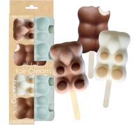 ScrapCooking - Moule Silicone 4 Glaces Oursons - Pour Esquimaux, Sorbets, Glaces à l’Eau - Popsicles sur Bâtons - Nounours Animaux - Pâtisserie - 6770