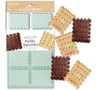 ScrapCooking - Moule Silicone 8 Petits Beurres - Moule Biscuits - Apte Four & Congélateur - Pâtisserie Gâteau Enfant - Ustensile Souple - Vert d’Eau - 3182