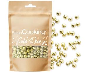 ScrapCooking - Perles Dorées 60 g - Décorations Alimentaires Pâtisserie - Décors Sucrés Comestibles - Boules Sprinkles - Pour Desserts, Gâteaux, Bûches - Noël, Anniversaire - Or - 7479