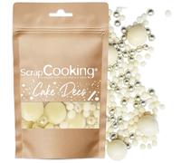 ScrapCooking - Perles en Chocolat Blanc & Doré 50 g - Décors Pâtisserie Alimentaires Comestibles - Sprinkles Choco Blanc & Or - Pour Desserts, Gâteaux, Bûches - Noël, Anniversaire - 7454