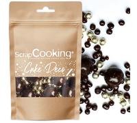 ScrapCooking - Perles en Chocolat Noir & Doré 50 g - Décors Pâtisserie Alimentaires Comestibles - Sprinkles Choco Noir & Or - Pour Desserts, Gâteaux, Bûches - Noël, Anniversaire - 7456