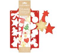 ScrapCooking - Plaque Découpoir Biscuits de Noël - Avec 12 Formes Emporte-pièces pour Sablés, Biscuits, Décoration - Moule Pâtisserie en Plastique - Rouge - 2070