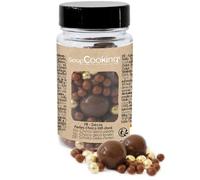 ScrapCooking - Pot de Perles en Chocolat Lait & Doré 50 g - Décors Pâtisserie Alimentaires Comestibles - Sprinkles Choco Lait & Or - Pour Desserts, Gâteaux, Bûches - Noël, Anniversaire - 7455