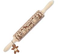 ScrapCooking - Rouleau à Pâtisserie en Bois « Gingerman » avec Motifs de Noël - Rouleau à Empreintes avec Décorations Gravées en Relief pour Biscuits - Accessoire Décoratif - 5241
