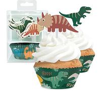 ScrapCooking - Set 24 Caissettes & Toppers pour Cupcakes - Thème Dinosaures - Décorations Dinos pour Pâtisseries, Desserts, Gâteaux, Biscuits, Anniversaires - Cake Design - Animaux- 4905