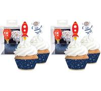 Scrapcooking - Set 24 Caissettes & Toppers pour Cupcakes - Thème Espace - Décorations pour Pâtisseries, Desserts, Gâteaux, Biscuits, Anniversaires - Cake Design - 5070 Bleu (Lot de 2)