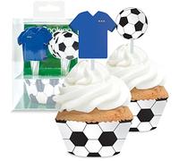 ScrapCooking - Set 24 Caissettes & Toppers pour Cupcakes - Thème Football - Décorations Foot pour Pâtisseries, Desserts, Gâteaux, Biscuits, Anniversaires - Cake Design - Ballon - 4904