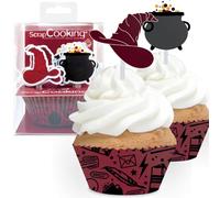 ScrapCooking - Set de 24 Caissettes & Toppers pour Cupcakes - Thème Sorcier - Décorations pour Pâtisseries, Desserts, Gâteaux, Biscuits, Anniversaires - Sorcellerie, Magie - 4906
