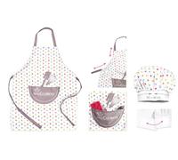 SCRAP COOKING ScrapCooking Set Tablier + Toque Enfant, Coton, Vert et Blanc, 4-10 ans