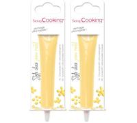 ScrapCooking - Stylo Choco Jaune Pastel - Crayon Alimentaire Pâtisserie 25 g - Stylo Décoratif Comestible - Écrire & Dessiner sur Desserts, Gâteaux & Biscuits Anniversaire Pâques - 6804 (Lot de 2)