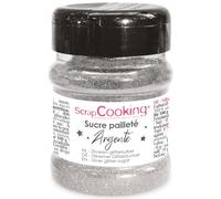 ScrapCooking - Sucre Pailleté Argent 160 g - Paillettes Sucrées Argentées - Poudre Alimentaire Comestible - Décoration Brillante pour Pâtisserie Bûche Cupcakes - 4804