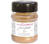 ScrapCooking - Sucre Pailleté Or 160 g - Paillettes Sucrées Dorées - Poudre Alimentaire Comestible - Décoration Brillante pour Pâtisserie Bûche Cupcakes - 4803