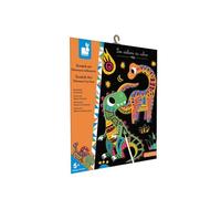Janod Jeu créatif Scratch Art Dinosaures – Enfant 3 ans et plus – Dinosaures colorés à gratter