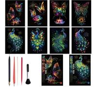 Scratch Art Kit pour Enfants Adulte Magic Rainbow Papier à gratter A4 Scratch Paper Painting pour Noël Cadeau d'anniversaire