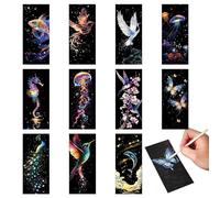 Scratch Bookmarks, Scratch Bookmarks for Kids,Étudiants Scratch Paper Set of 12 | Bookmarks Art Paper Kit for Kid Students Christmas Party Favor