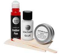 Scratch Doctor Kit de réparation compact en cuir pour réparation, remplissage, colle et recoloration, rayures, déchirures, trous dans les meubles en cuir, canapés, sièges de voiture (rouge vif)