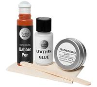 Scratch Doctor Kit de réparation compact en cuir pour réparation, remplissage, colle et recoloration, rayures, déchirures, trous dans les meubles en cuir, canapés, sièges de voiture (brun clair)