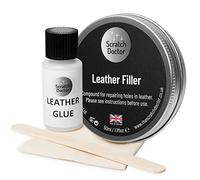 Scratch Doctor Kit de réparation de colle et de remplissage pour cuir contre déchirures, rayures, trous sur meubles en cuir, canapés, chaises, sièges de voiture (noir, 50 ml)