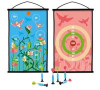 Scratch Jeux De Fléchettes - Jeu pour Enfants avec Cible et Flèches à Lancer - Jeu De Société pour Fille et Garçon à Partir de 3 Ans - Flechette Pointe Plastique - Thème De Colibris