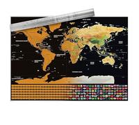 Scratch Map with Flags,Travel Scratch Map World 40x30cm, World Map Pin Board for Tracking Adventures and Learning Geography for Students, Travel Enthusiasts and Geography Enthusiasts to Record