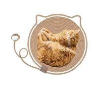 Scratch Mat for Indoor Cats, Round Horizontal Floor Scratching Rug with Toy, Pet Accessories for Kittens, Furniture Protector Wall, Couch, Carpets, Sofas, Gray, Yellow, Black