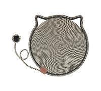 Scratch Mat for Indoor Cats, Round Horizontal Floor Scratching Rug with Toy, Pet Accessories for Kittens, Furniture Protector Wall, Couch, Carpets, Sofas, Gray, Yellow, Black